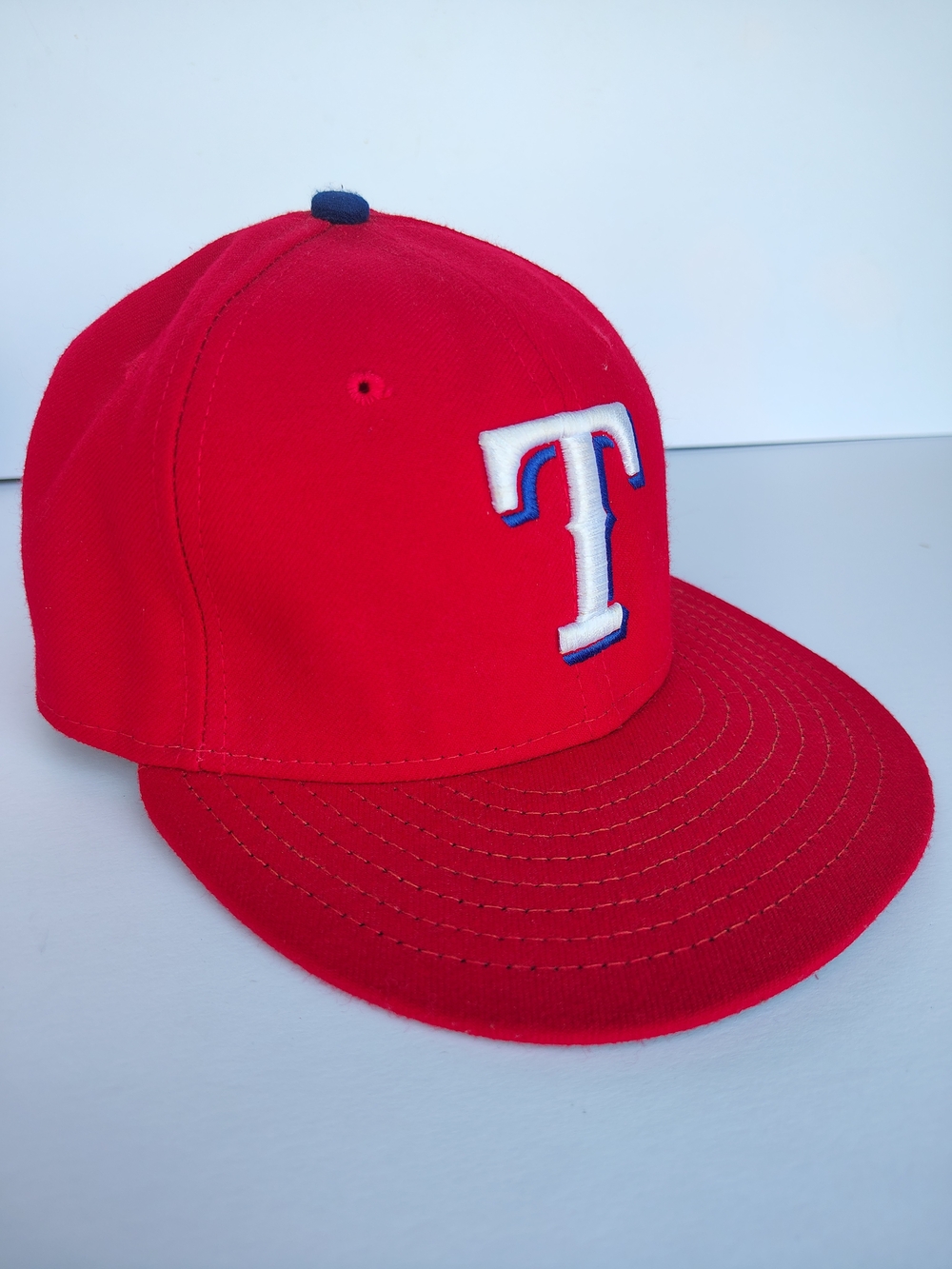 New Era 59FIFTY Texas Rangers Cool Base Fitted Hat 7 1/8 Red MLB On-Field